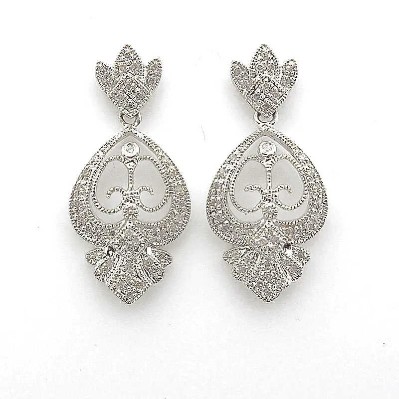 14k White Gold Diamond Earrings