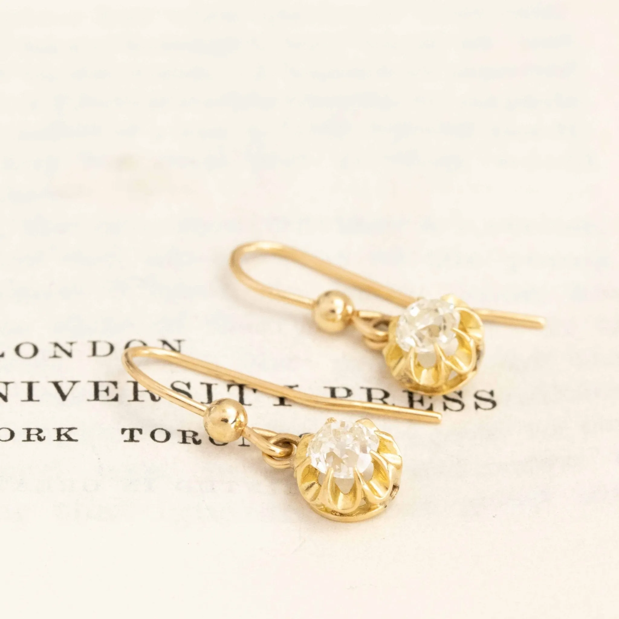 .90ctw Antique Old Mine Cut Diamond Drop Earrings