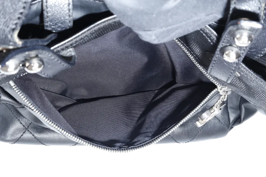 CHANEL COCO MARK PARIS BIARRITZ TOTE BAG LARGE BLACK COATED CANVAS SILVER HARDWARE (1227xxxx) NO DUST COVER