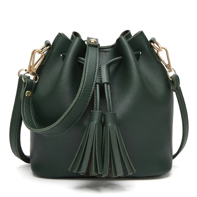 Huasign PU Leather Tassel Shoulder bag Cheap Crossbody bags Organizer Small Cute Bucket Bag Lady Messenger Women Feminina Bags
