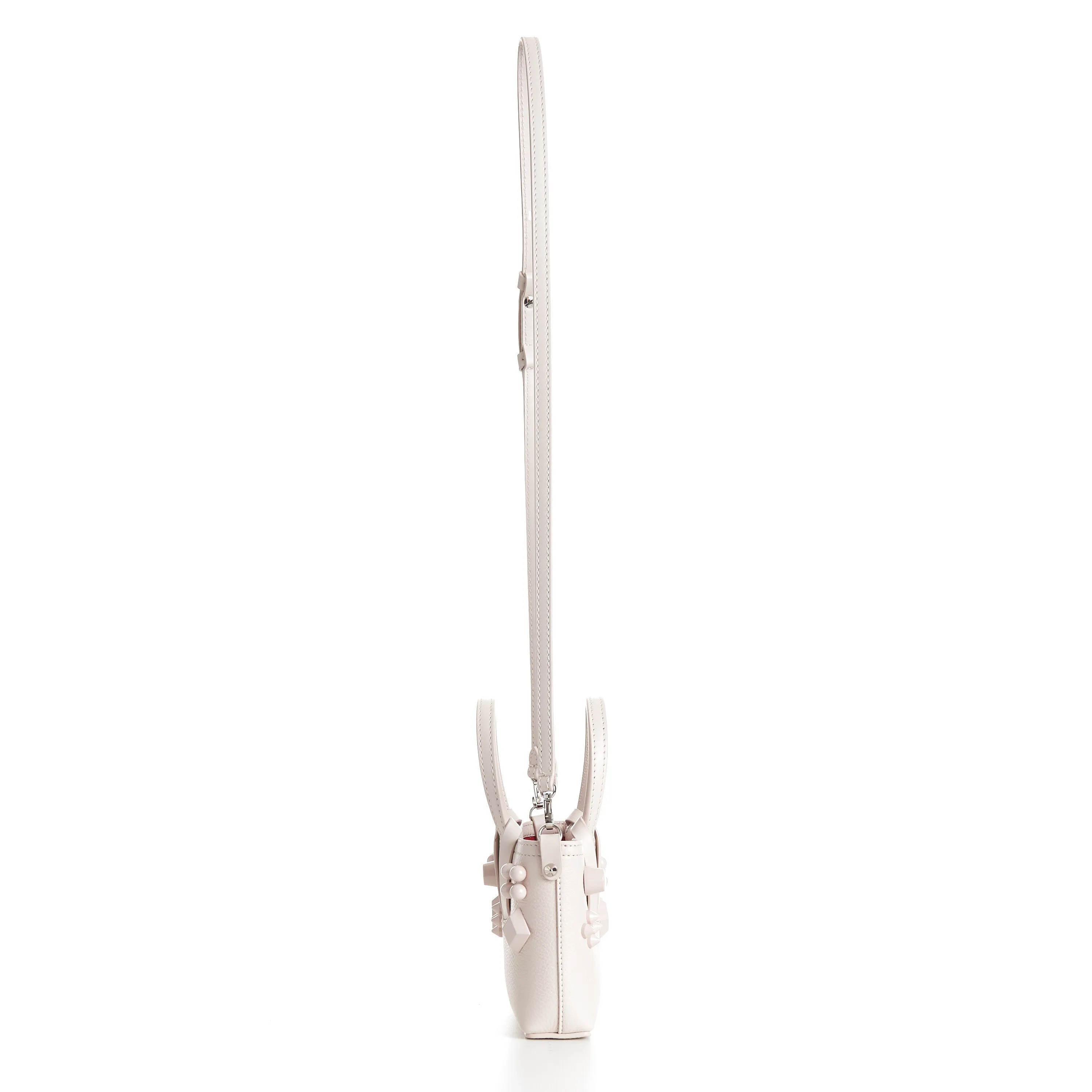 Mini Cabata E/W Bag - Milk White Leather, Grained, Spikes