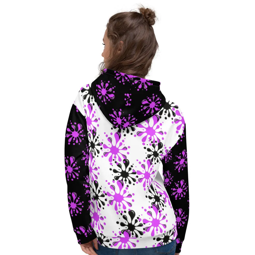 STFU Drip Too Hard Hoodie - Purple & Black on White